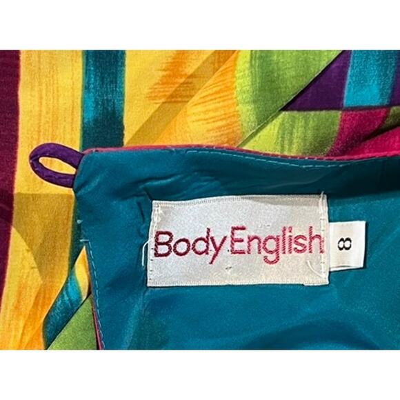 Vintage 80s 90s Abstract Bias Cut Mini Skater Dress Size S Cosplay Retro Unique - Picture 4 of 10